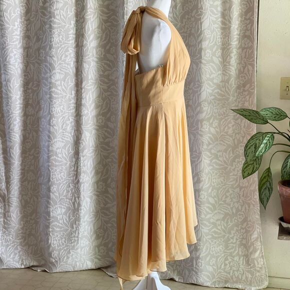 NWT JJ's House Yellow Gold 50s Style Chiffon Convertible Cocktail Dress Size 8 - Picture 2 of 8